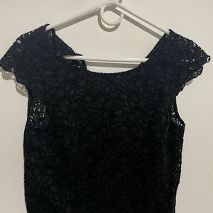 Talula Black Lace Cap-Sleeve Shell